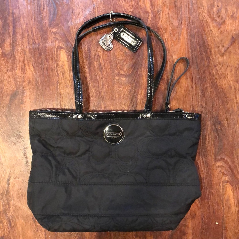 Coach black tote bag